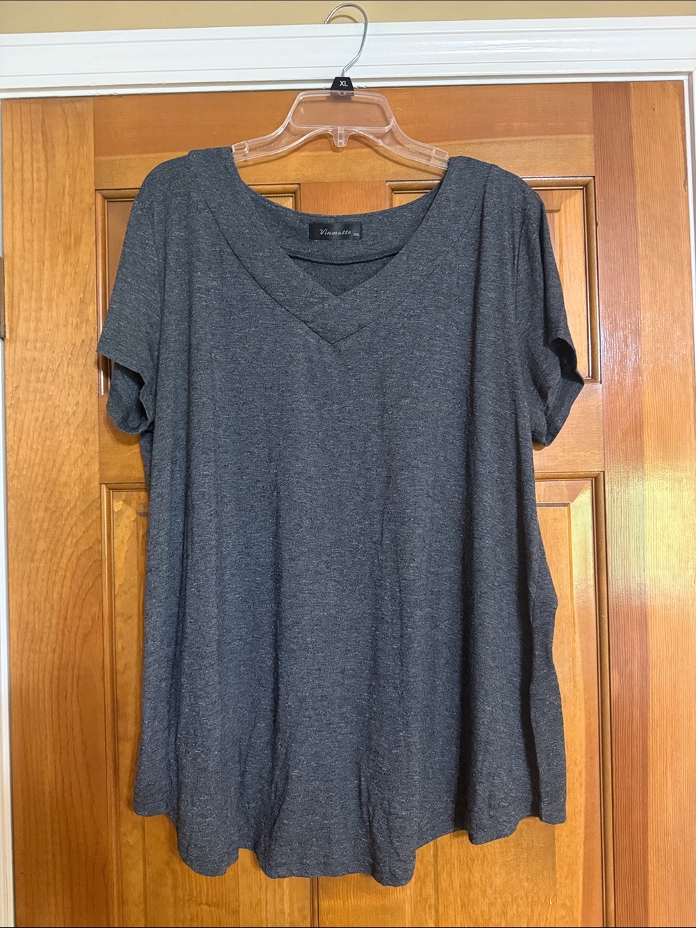 Vinmatto Grey Short Sleeve V-Neck Top